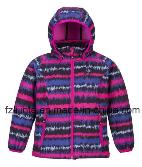 Children Wear Kid′s Printed Hooded Softshell Jacket