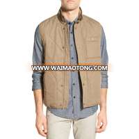 Men Stand Collar Diamond Quilted Padding Vest